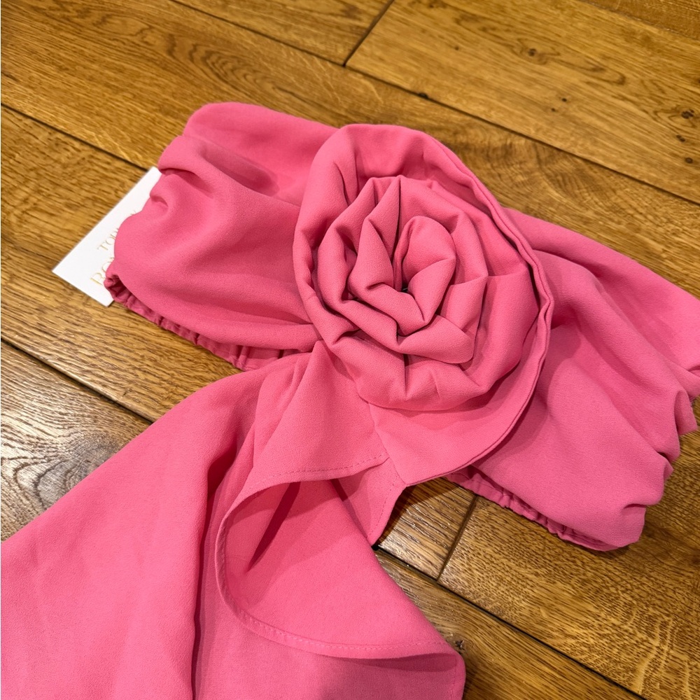 Ronny Kobo Pink Rosette Crop Top